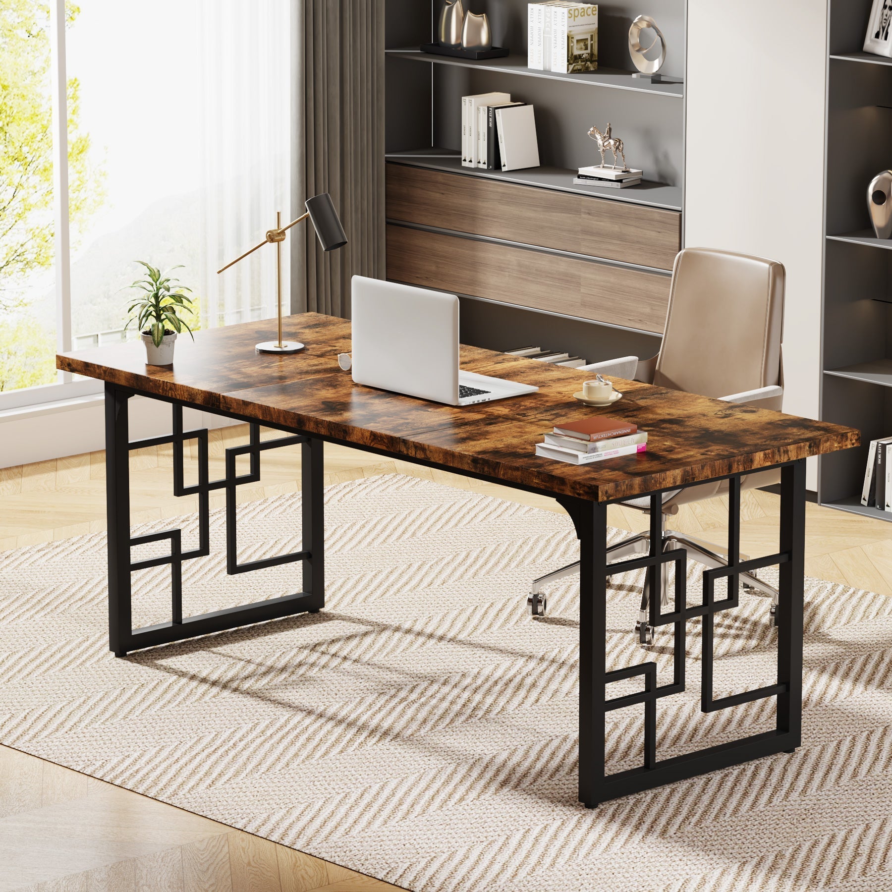 Birou în stil industrial, 160 cm, cu picioare metalice