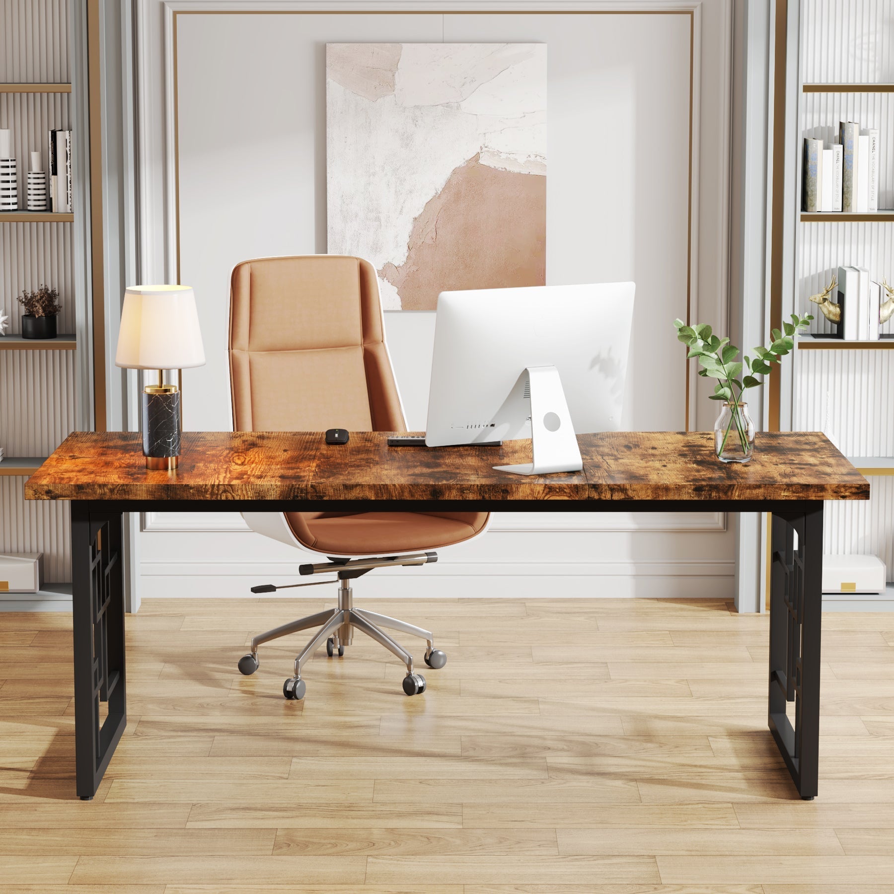 Birou în stil industrial, 160 cm, cu picioare metalice