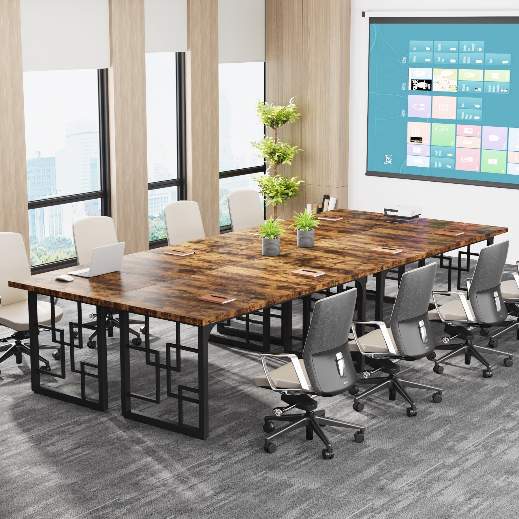 Birou în stil industrial, 160 cm, cu picioare metalice