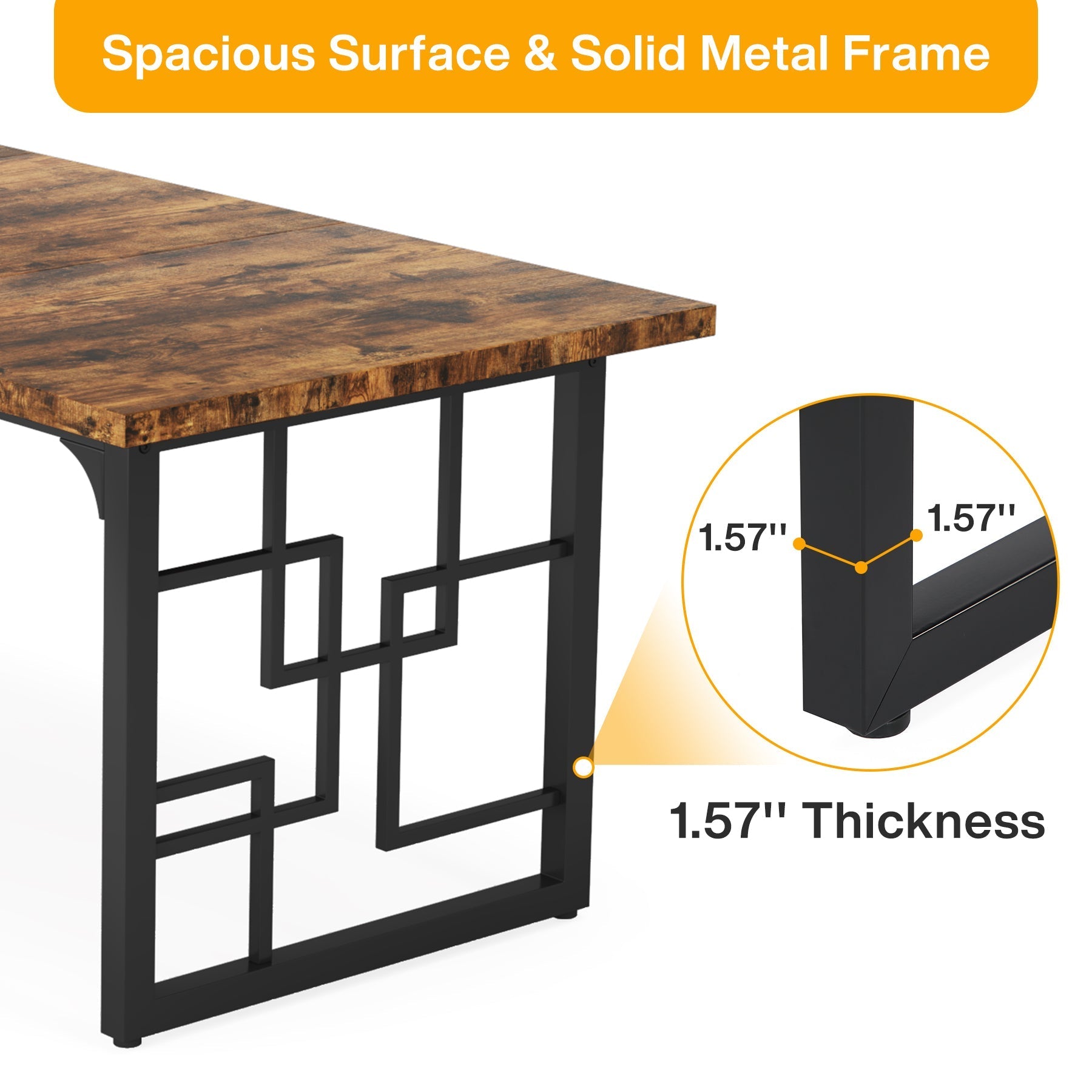 Birou în stil industrial, 160 cm, cu picioare metalice