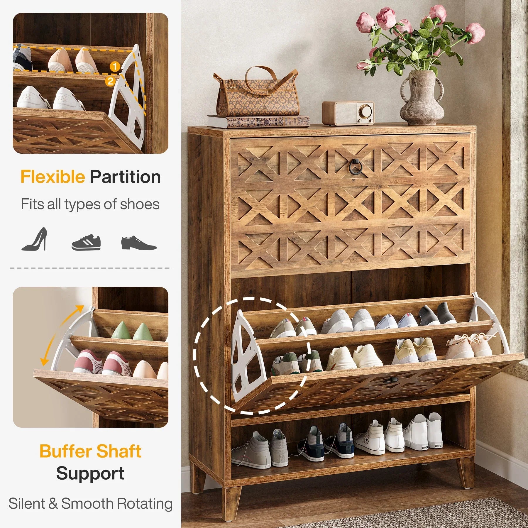 Organizator de pantofi de 80 cm cu 2 sertare