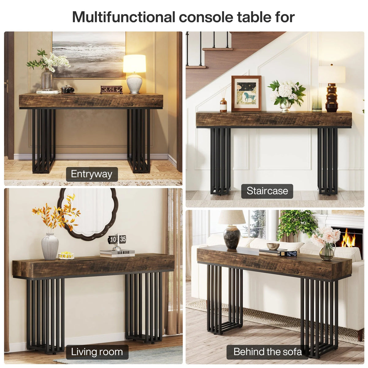 Măsuță consolă de 140 cm cu picioare metalice