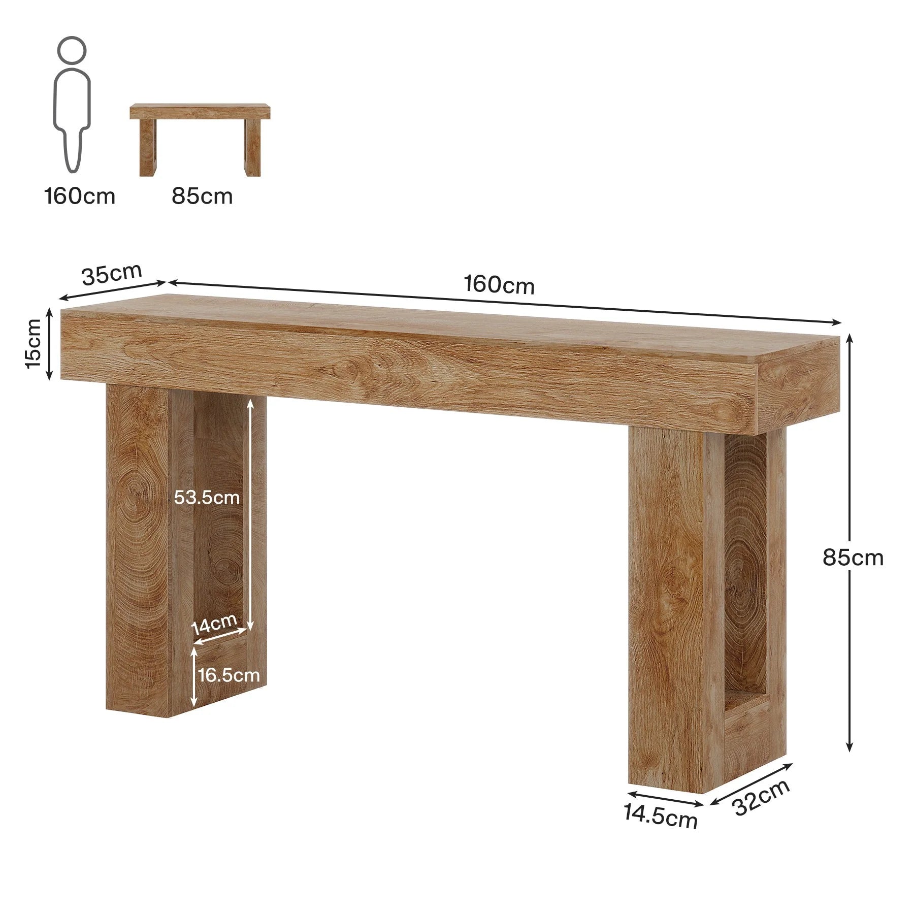 Masă consolă 160 cm stil rustic