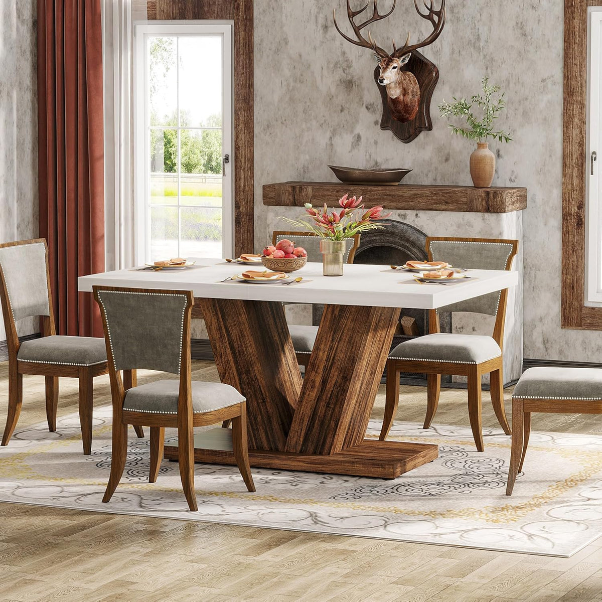 Masă dreptunghiulară de sufragerie 120x80 cm pentru 4 persoane