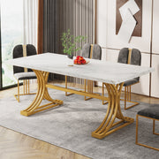 Masă de dining dreptunghiulară 160x80 cm cu blat de marmură
