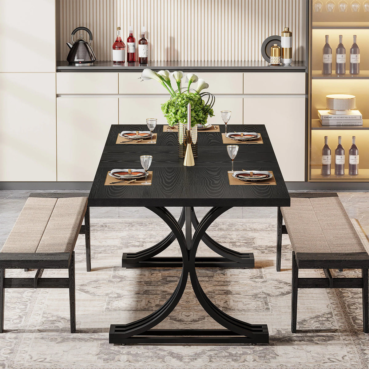 Masă de dining dreptunghiulară 160x80 cm cu blat de marmură