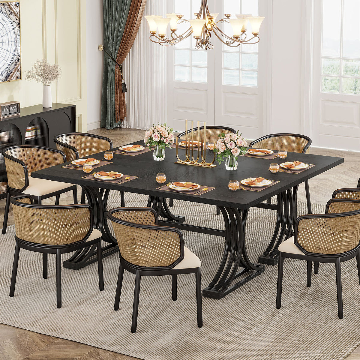 Masă de dining dreptunghiulară 160x80 cm cu blat de marmură