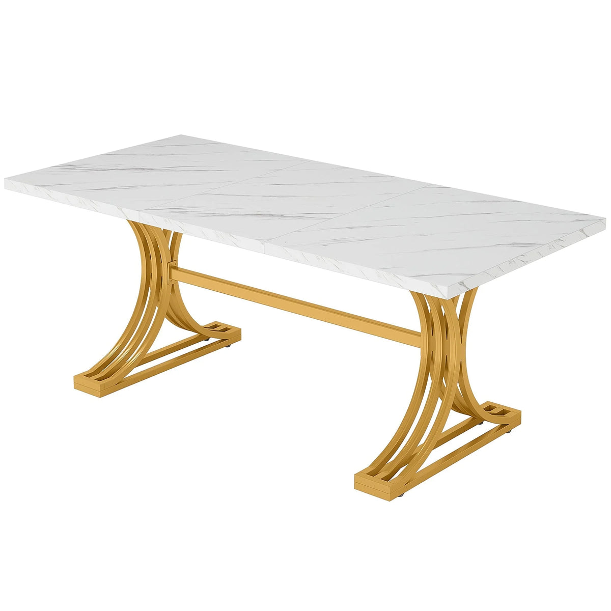 Masă de dining dreptunghiulară 160x80 cm cu blat de marmură