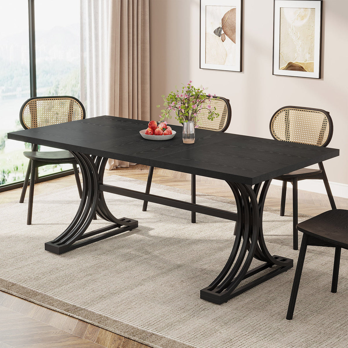 Masă de dining dreptunghiulară 160x80 cm cu blat de marmură