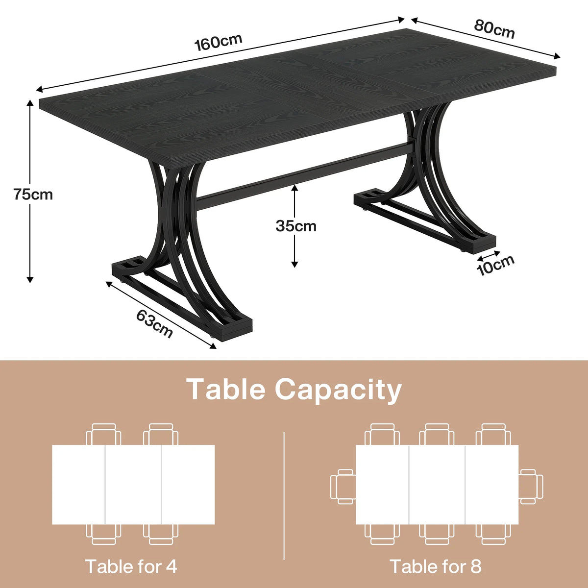 Masă de dining dreptunghiulară 160x80 cm cu blat de marmură