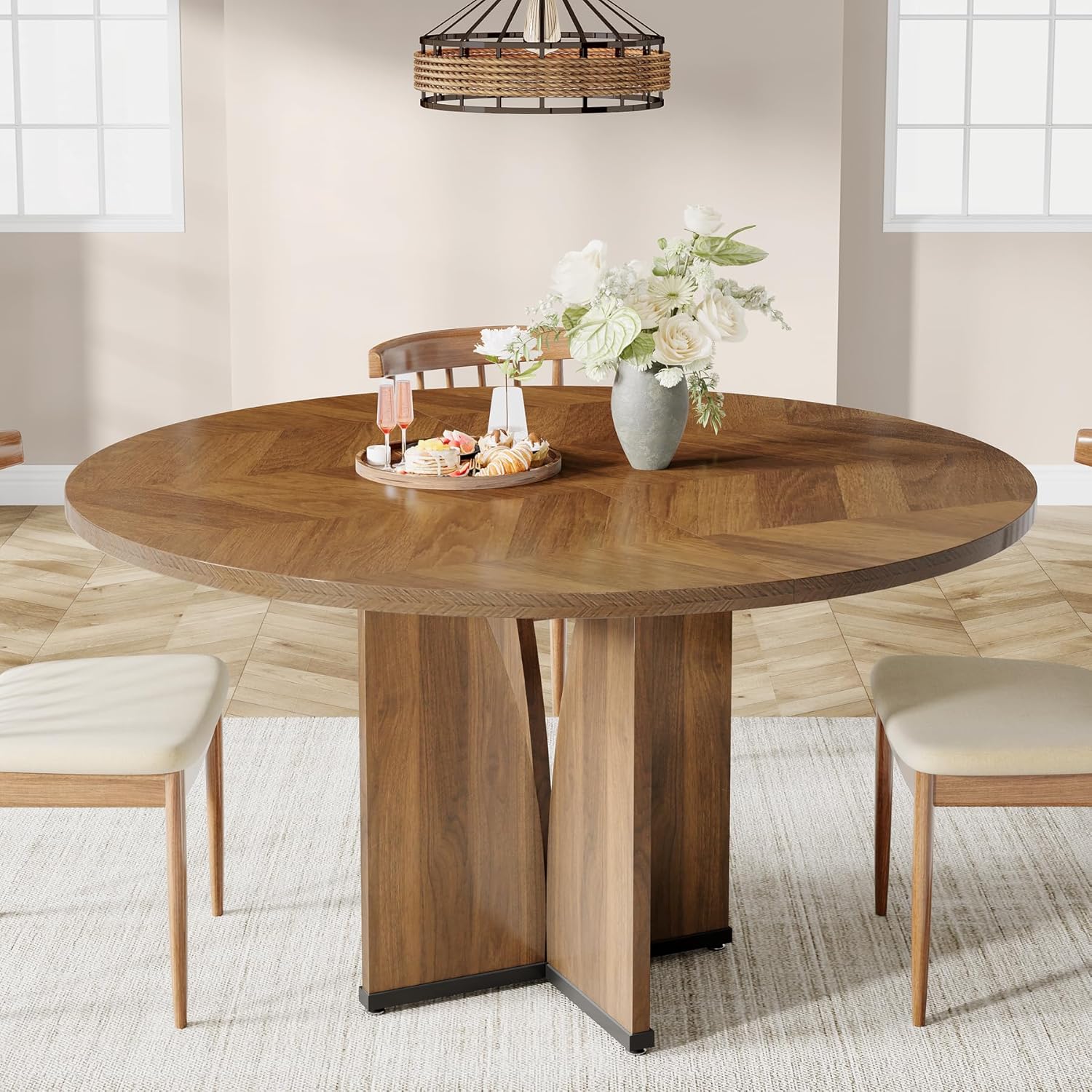 Masă rotundă de dining de 100 cm în stil rustic