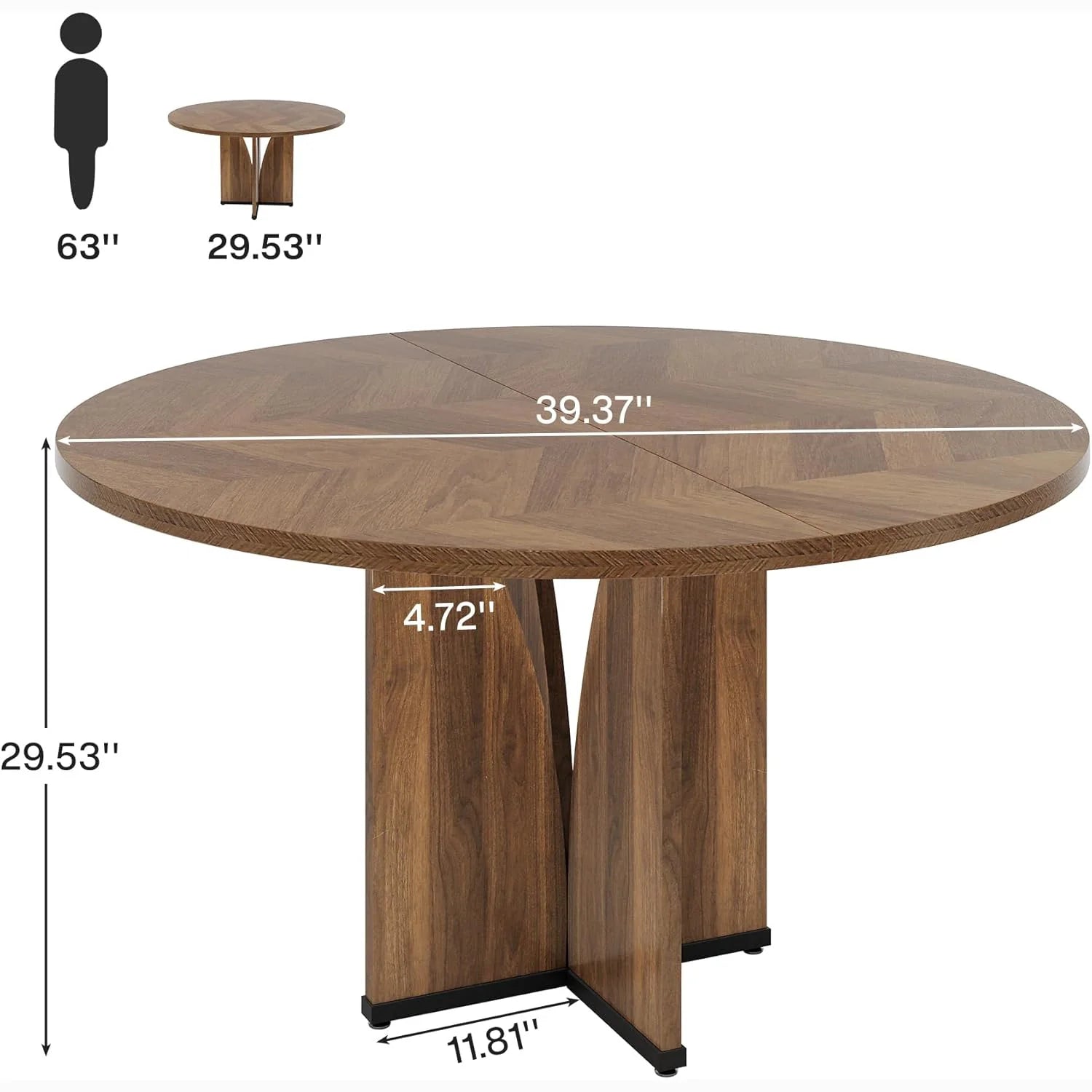 Masă rotundă de dining de 100 cm în stil rustic