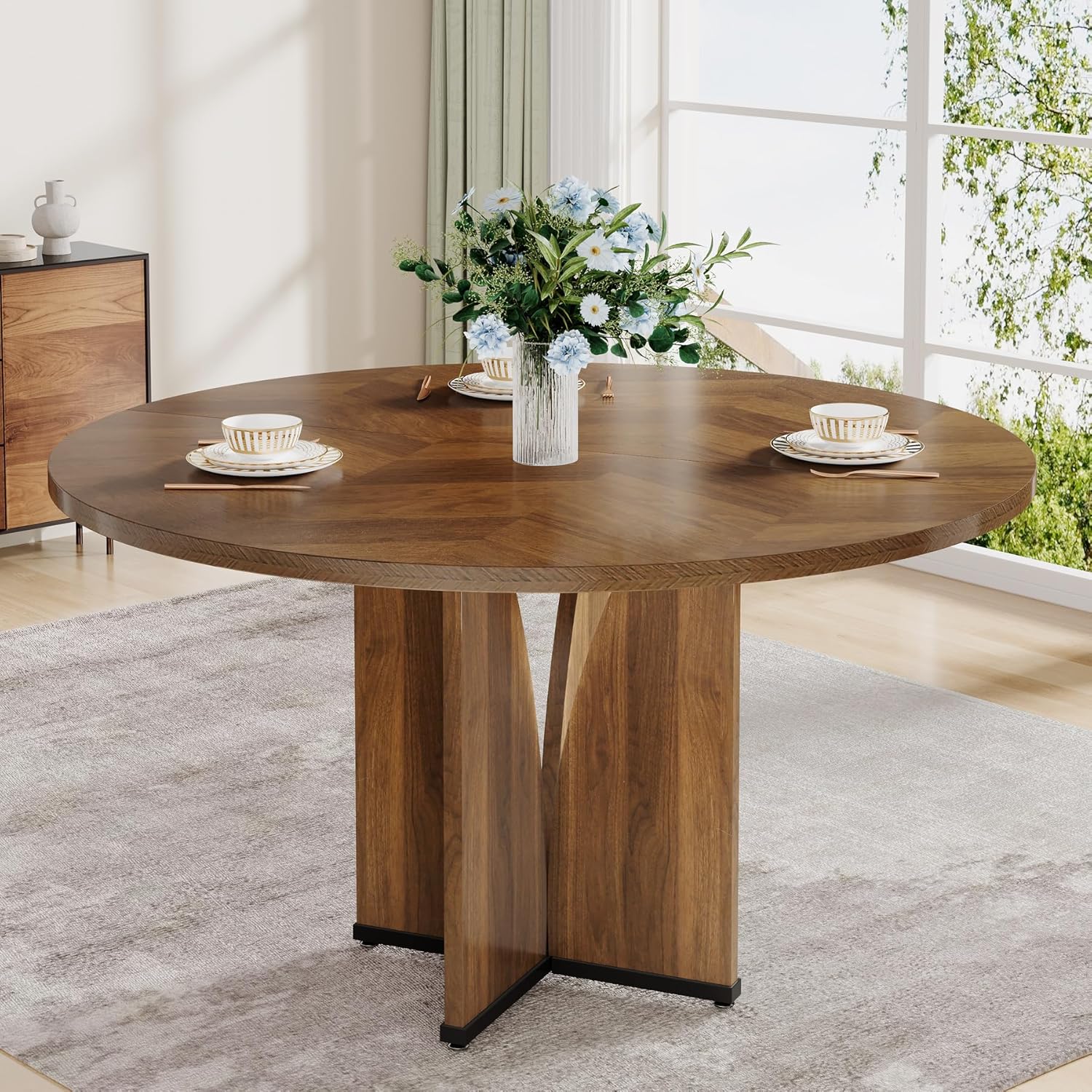 Masă rotundă de dining de 100 cm în stil rustic