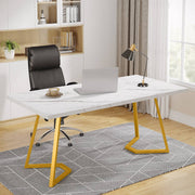 Birou modern 140 cm alb/auriu