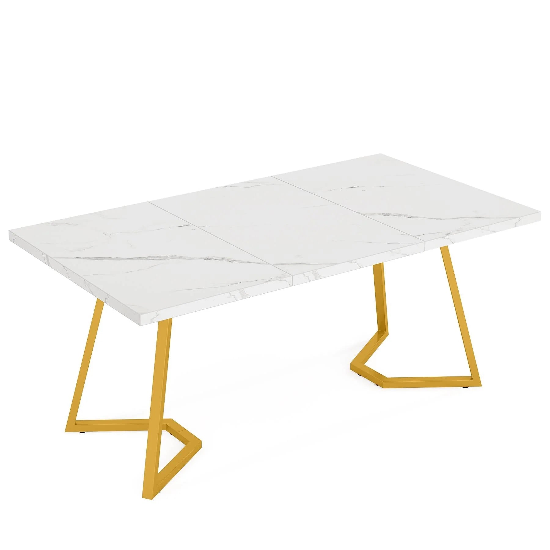 Birou modern 140 cm alb/auriu