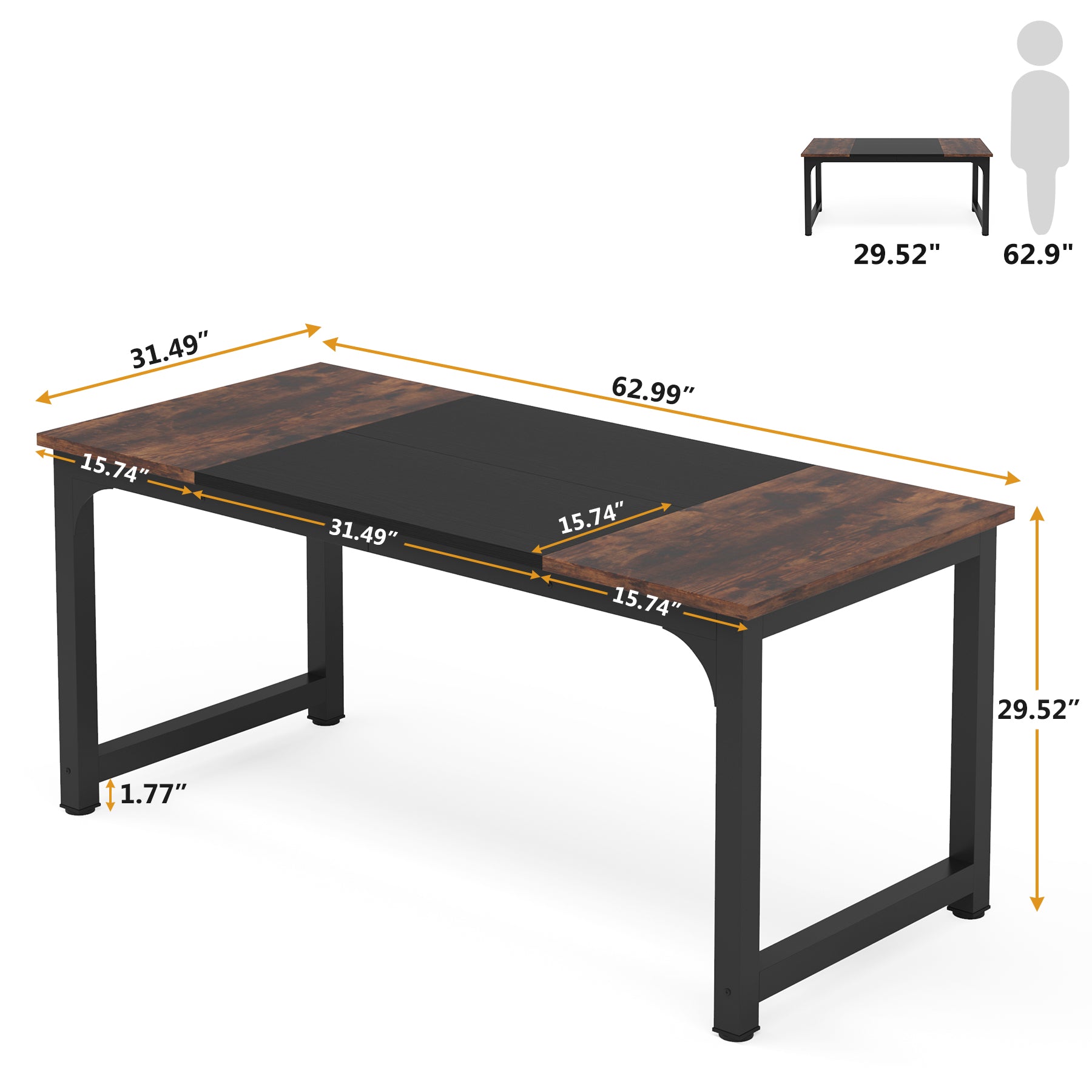 Masă de conferință/birou simplu, dreptunghiular, 160 cm