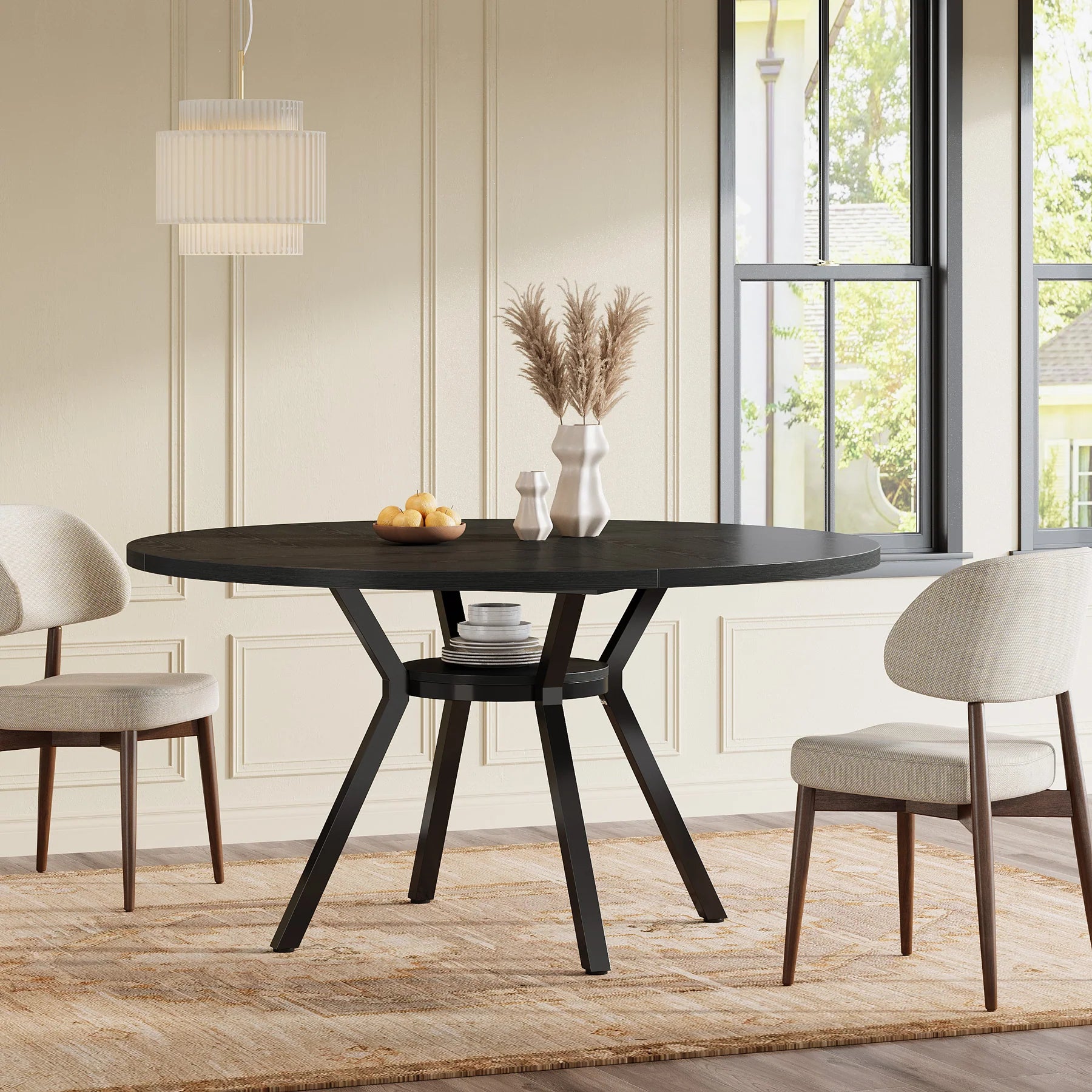 Masă rotundă de dining de 120 cm pentru 4-6 persoane