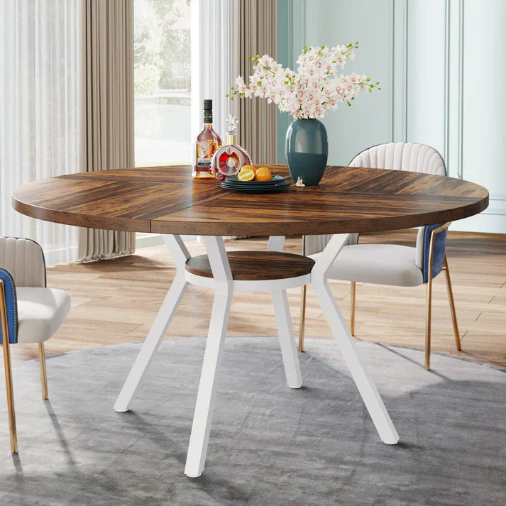 Masă rotundă de dining de 120 cm pentru 4-6 persoane