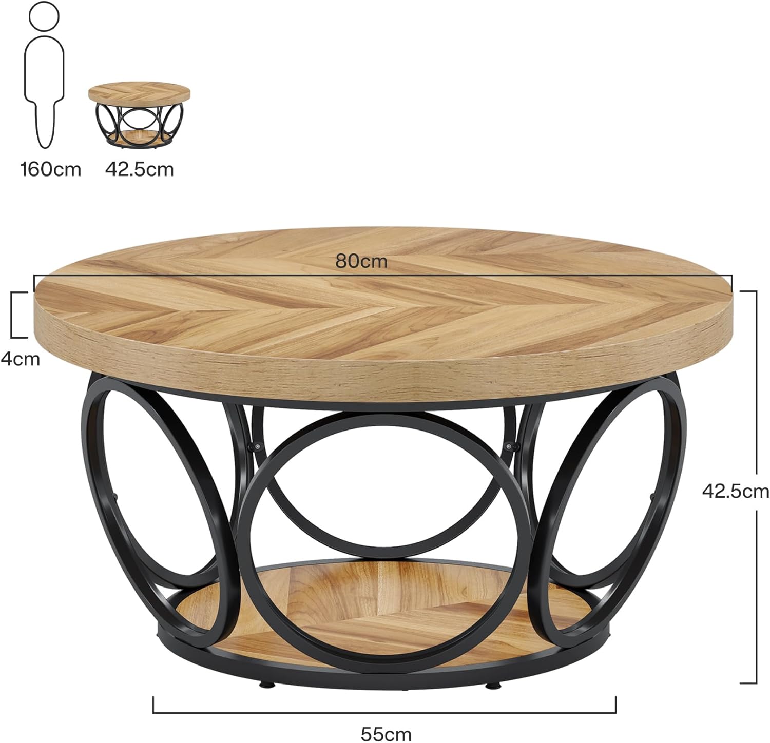 Măsuță de cafea rotundă cu două niveluri